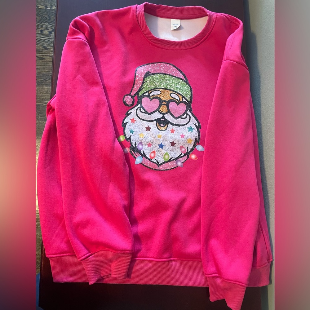 Festive pink Santa sweatshirt in 2x
